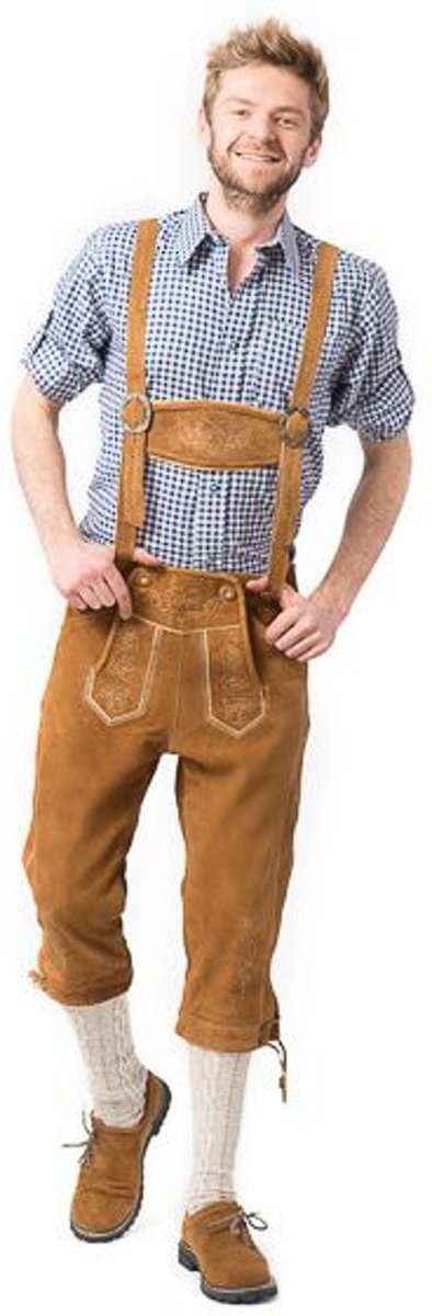 Boeren Tirol & Oktoberfest Kostuum | Schuimhapper Schumi Lederhose Man | Maat 58 | Bierfeest | Verkleedkleding